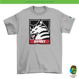 Disobey Cat T-Shirt GREY